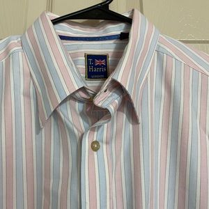 2X Dress Shirt Harris London Stripe Cotton Button Down